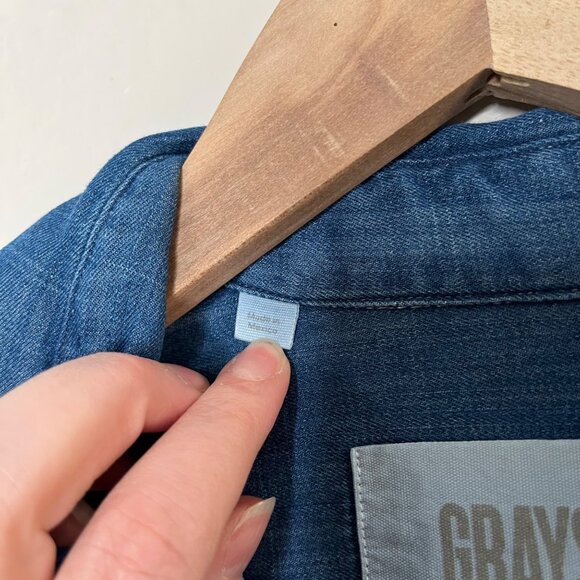 Grayson by Frank and Eileen Womens Cotton Chambray Midi Blue Shirt Dress XS - Picture 5 of 9